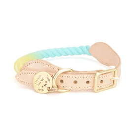 Luxe Royal Leather Rope Collar (Collar Size: S, Option: Bubble Love)