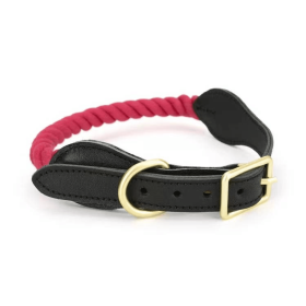 Luxe Royal Leather Rope Collar (Collar Size: L, Option: Burgundy)