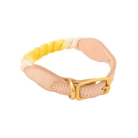 Luxe Royal Leather Rope Collar (Collar Size: L, Option: Corn)