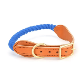 Luxe Royal Leather Rope Collar (Collar Size: L, Option: Cornflower Blue)