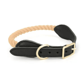 Luxe Royal Leather Rope Collar (Collar Size: S, Option: Night)