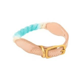 Luxe Royal Leather Rope Collar (Collar Size: S, Option: Pale Blue Lily)