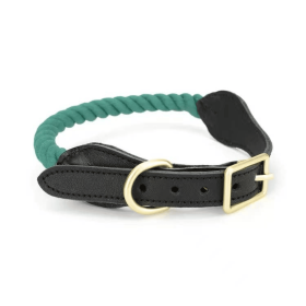 Luxe Royal Leather Rope Collar (Collar Size: M, Option: Sea Turtle)