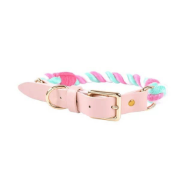 Luxe Royal Leather Rope Collar (Collar Size: L, Option: Cherry Blossom)