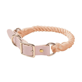 Luxe Royal Leather Rope Collar (Collar Size: S, Option: Cotton Coral)