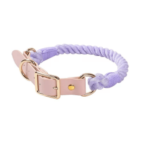 Luxe Royal Leather Rope Collar (Collar Size: M, Option: Purple Love)