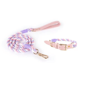 Luxe Royal Leather Rope Leash and Collar Set (Collar Size: S, Option: Unicorn)