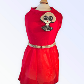 Ms. Fashion Red Party Dog Dress (size: large)