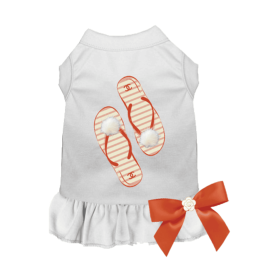 My Favorite Fuzzy Flip Flops Dog Dress (Color: White, size: 2X Large)