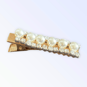Pearlella Clips (Style: Pearl and Rhinesone GOLD)