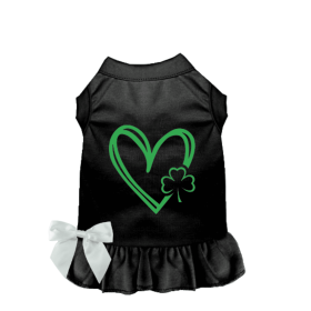 Shamrocks & Hearts Dog Dress/Shirt (Color: Black, size: medium)