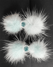 Snowflake Pom Pom Hair Barrettes (Option: Mint)