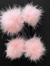 Snowflake Pom Pom Hair Barrettes (Option: Baby Pink)