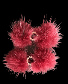 Snowflake Pom Pom Hair Barrettes (Option: Burgundy)