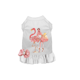 Fancy Flamingo Dress (Color: White, size: small)