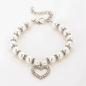 Heart and Pearl Necklace- White (size: small)