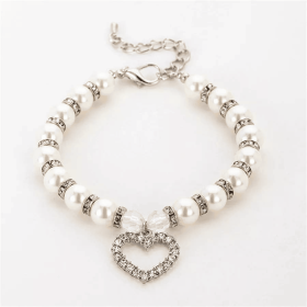 Heart and Pearl Necklace- White (size: medium)