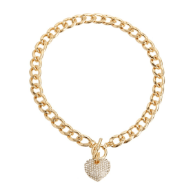 Heart Toggle Necklace (Option: Gold)
