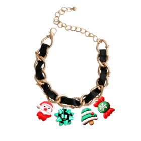 Holiday Charm Dog Necklace (Color: Black, size: 14")