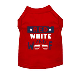 Red, White & Woof Tee Patriotic Dog T-Shirt (Color: Grey, size: L)