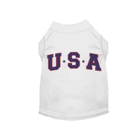 Star-Spangled Pup Tee White USA Dog Shirt (Color: White, size: XL)