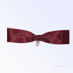 Burgundy Satin Bow & Pearl Necklace (Option: BarkFifthAve591)