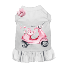 Parisian Scooter Day Trip- Dog Dress (Color: White, size: L)
