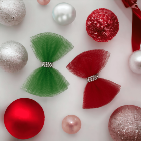 Holiday Cheer Tulle Bows- Dog Hair Bow (Option: Red, size: BarkFifthAve6276)