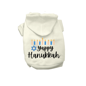Yappy Hanukkah- Dog Hoodie (Color: Cream, size: medium)