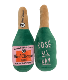 Woof Clicquot Rose' Champagne Bottle Plush Toy (size: S)