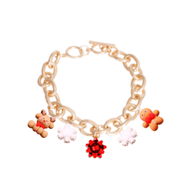 Holiday Charm Dog Necklace (Color: Gold, size: 12)