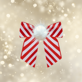 Satin Christmas Bow- Dog Hair Barrette (size: Red and White Stripes)