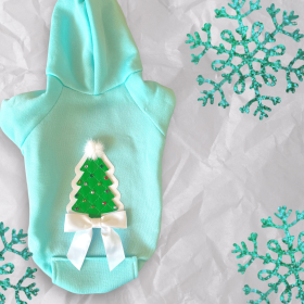 Quilted Christmas Tree Dog Hoodie (size: L)