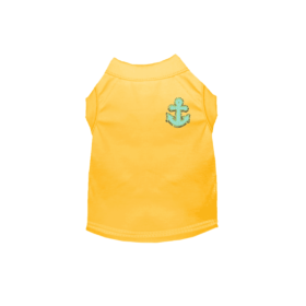 Chenille Embroidered Anchor Dog Shirt (Color: Yellow, size: X Large)