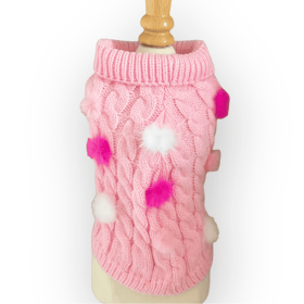 Mink Pom Knit Dog Sweater (size: S)