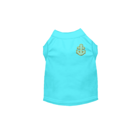 Chenille Embroidered Anchor Dog Shirt (Color: Blue, size: X Small)