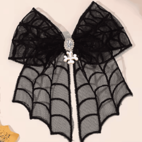 Arachnette Luxe Halloween Dog Hair Bow Clip (Option: Black)
