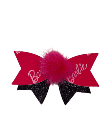 Mink Barbie Pom Bow- Dog Hair Barrette (Option: b5a-brbi-pom438)