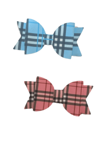 Plaid Vegan Letherette Dog Hair Barrette (Style: Blue)