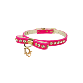 Dior-able Velvet Bow Dog Collar (size: 12")