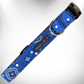 Bandana Dog Collars (Color: Blue, size: L 1" width fits 14-25" neck)