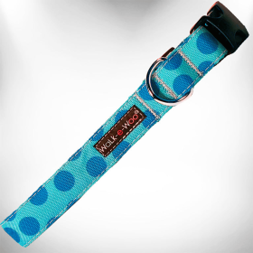 Polka Dot Dog - Monotone Collars (Color: Turquoise, size: L 1" width fits 14-25" neck)