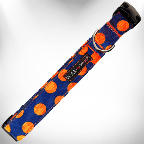 Polka Dot Dog Collars (Color: Orange Dot on Blue, size: L 1" width fits 14-25" neck)