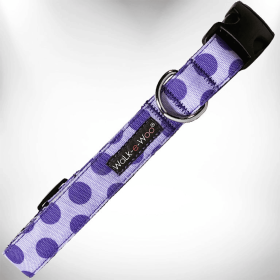 Polka Dot Dog - Monotone Collars (Color: Purple, size: S 3/4" width fits 10-14" neck)