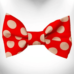 Polka Dot Dog Bow Tie (Option: Tan Dot on Red)