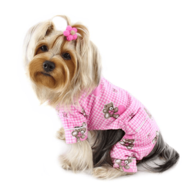Adorable Teddy Bear Love Flannel PJ (Color: Pink, size: medium)