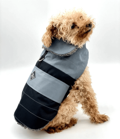 DoggieCoutureNY Water Resistant Coat (Option: Gray & Black, size: XS)