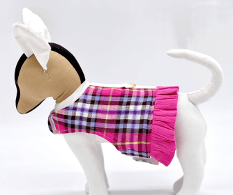 Pink Plaid Harness Vest with Ruffle Trim (size: XXS)
