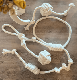 Handmade Natural White Tug of War Toys Set-4 Piece (Option: CSCORD156)