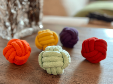 Handmade Sustainable Colorful Rope Balls 5Pc Set (Option: CSCORD196)
